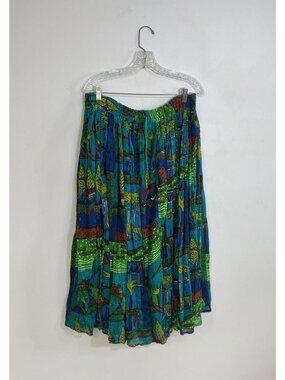 Boho Maxi Skirt Animal Leopard Chic Patchwork Womens Small